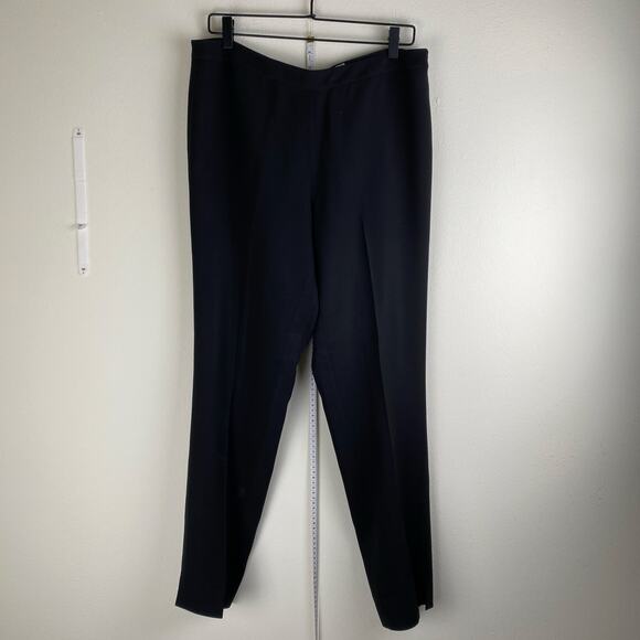 Lafayette 148 Bleecker Pants Size 10 Black Slim Leg Trouser Minimalist Designer - Picture 11 of 16